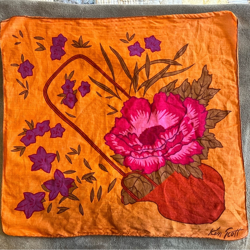 Karen Scott Orange and Red Patterned Scarf